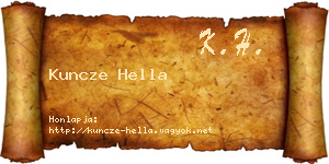 Kuncze Hella névjegykártya